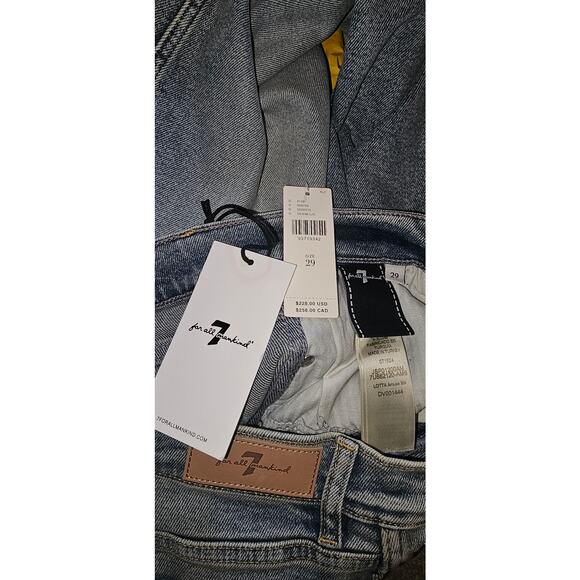 New Anthropologie x 7 For All Mankind Lotta Mid-Rise Wide-Leg Jeans Sz 29 Denim - Picture 6 of 7